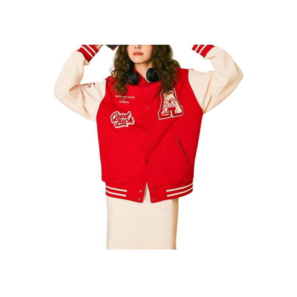 Anta Logo Pattern Printed Single-Breasted Long Sleeve Baseball Jacket Unisex jackets Red 152318719S-2
