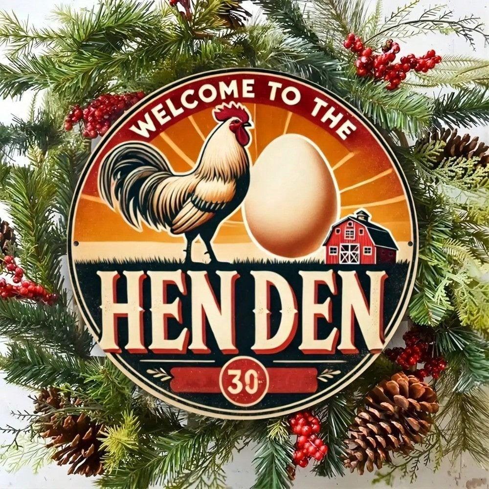 Vintage Metal Poster Henderson Welcome Sign 8x8 Inch Tin Panel for Retro Bar Cafe Garage Wall Decor