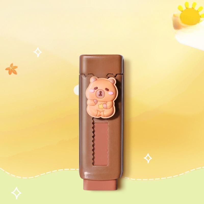 1Pc Cute Cartoon Capybara Push-out Eraser Creative Fun Student Stationery Gifts Kawaii School Supplies Pencil Erasers for Kids