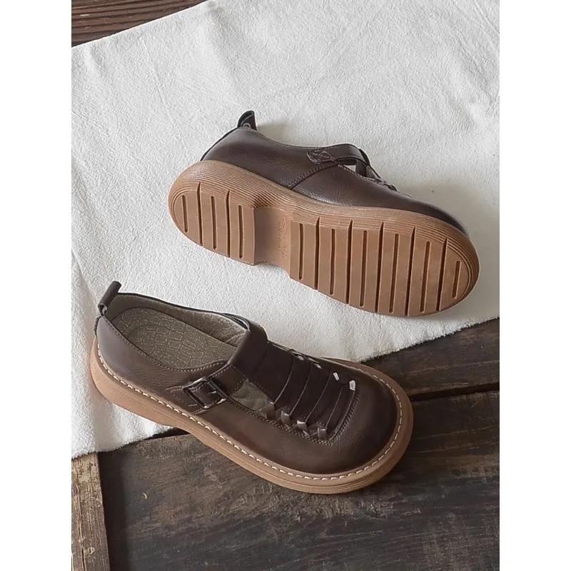 Fashion Original Mori British Small Leather Shoes Female Thick Bottom Student Mary Jane Round Toe Shallow Mouth Wild Flat Single Shoes