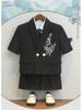 Boys' Chinese Style Summer Suit: Short Sleeve Embroidered Set for Weddings