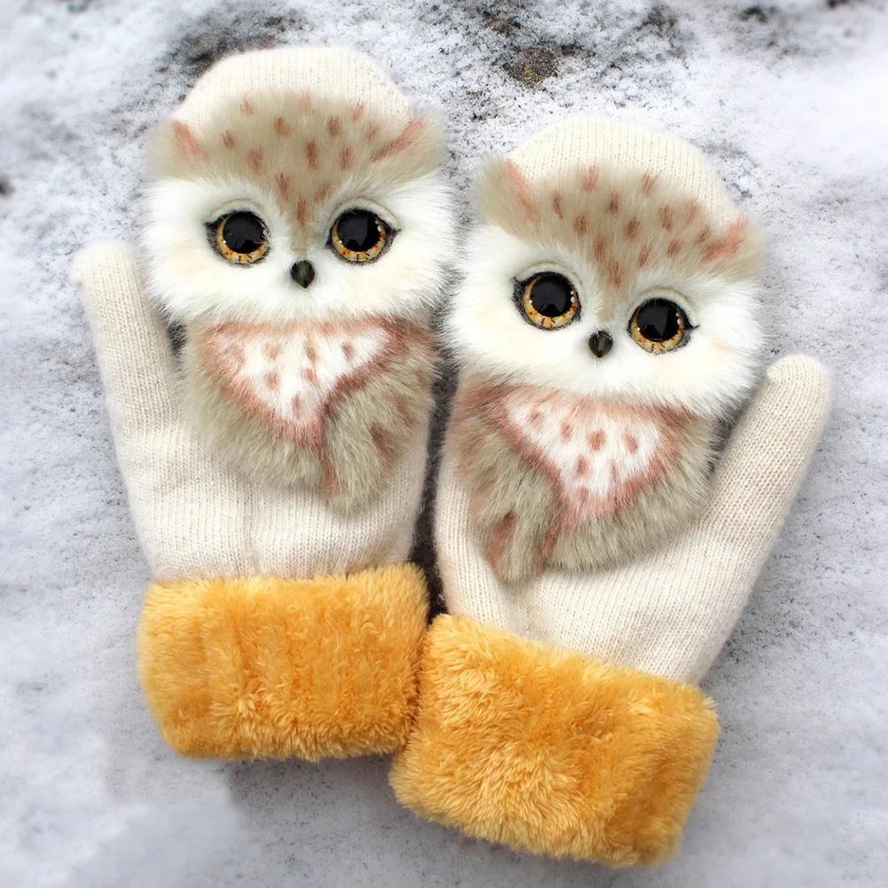 New Style Winter Warm Gloves Women Animal Pattern Glove Warmth Plush Knitted Glove Fashion Cute Gloves for Women Guantes