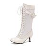 Autumn Winter Vintage Women Victorian Boots Lace Up High Heel Bootie Cross Straps Lolita Princess Cosplay Party Costume Shoes