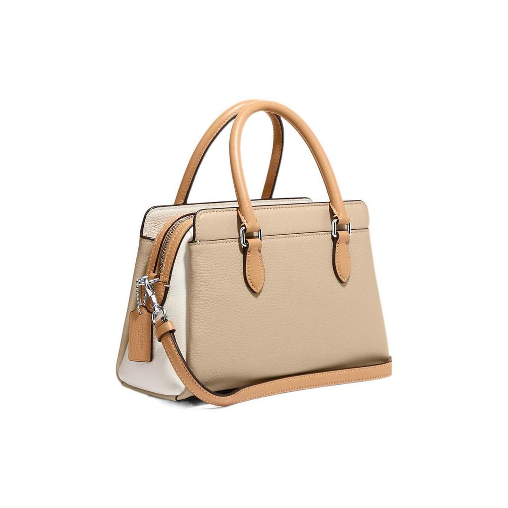 Coach Darcie Color Block Zip Closure Pebble Leather Tote Bag Women handbags Beige CH289-SVVFQ