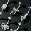 Fashion Zircon Belly Button Rings Stainless Steel Bow Heart Navel Piercing Ring For Women Sexy Belly Piercing Ring Body Jewelry