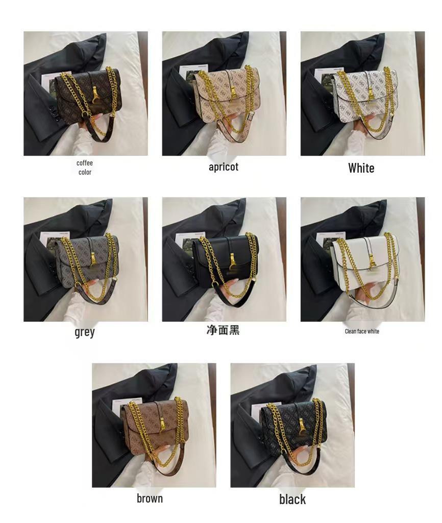 Bolsa Quadrada Pequena de Corrente Texturizada Moderna Europa & América - Moda Feminina 2025 Bolsa de Ombro & Transversal