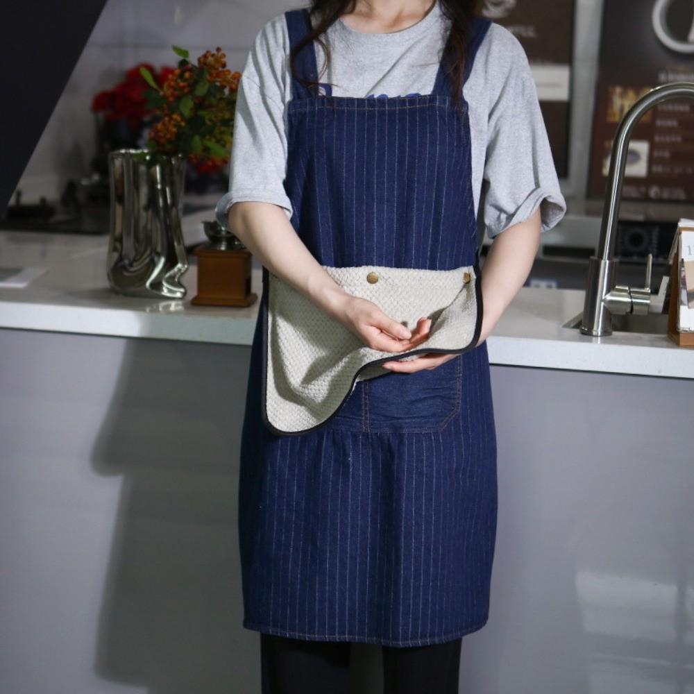 Fashion Cross Strap Style Apron Can Wipe Hands Sleeveless Cooking Baking Bibs Catering Waiter Work Clothes Unisex