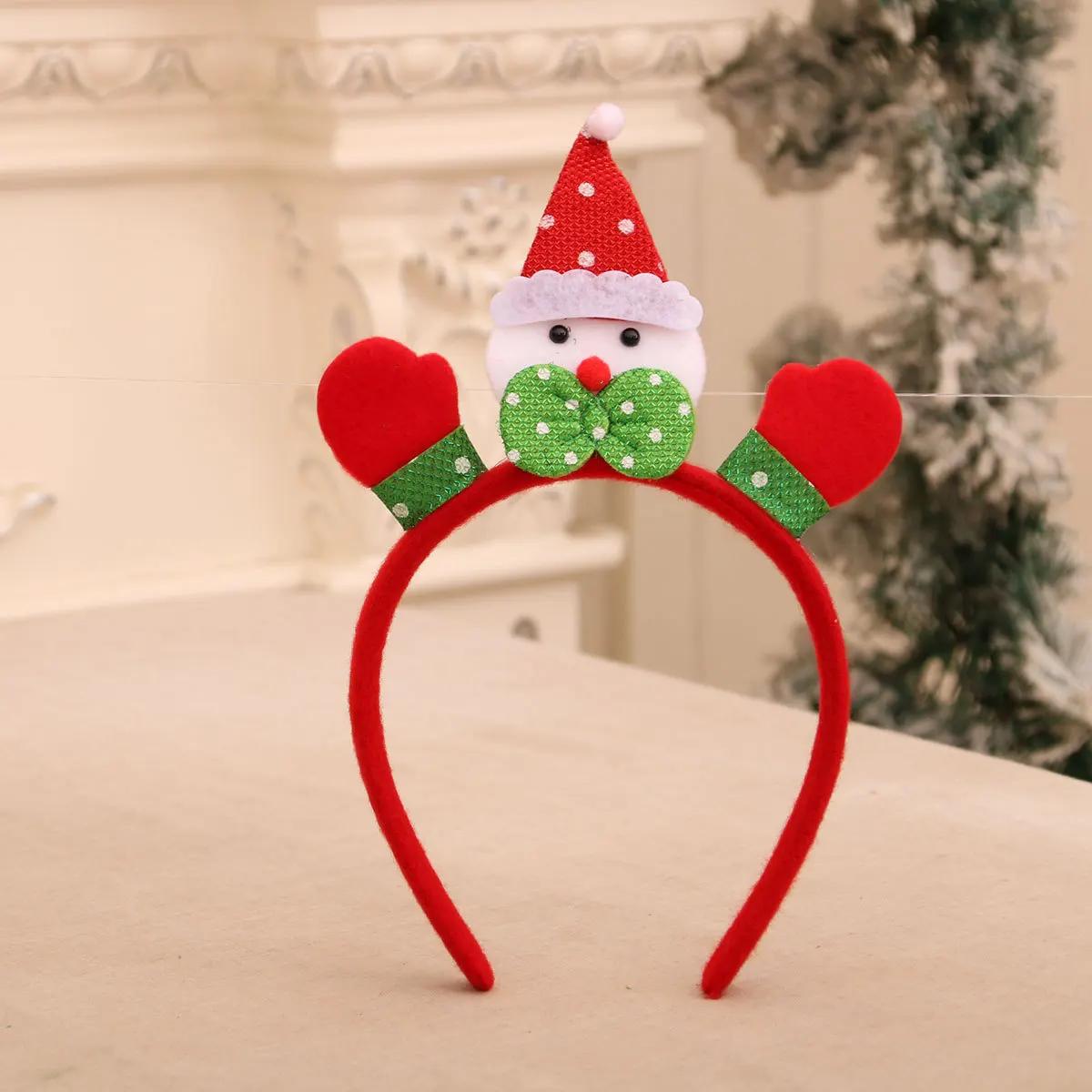 

New Children s Cartoon Christmas Head Button Hair Band Party Gift Reindeer Antlers Snowman Sprung Headband Christmas Decoration