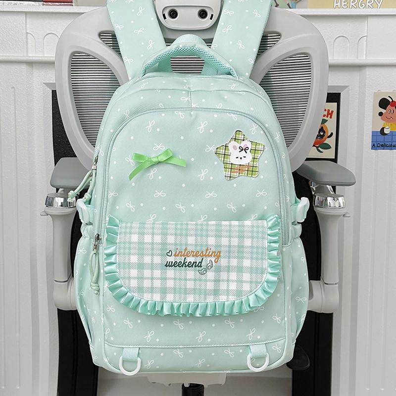Junior School Schoolbag Women's Check Large Capacity Backpack