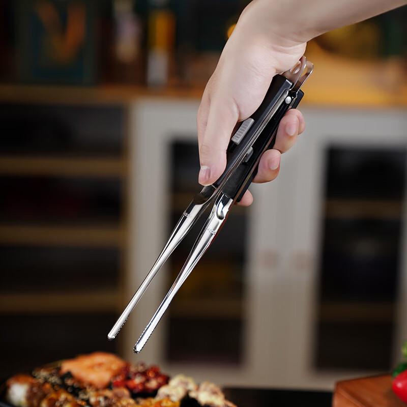 Zhishi 10-inch 304 Stainless Steel BBQ & Food Tongs Set (3-Pack)