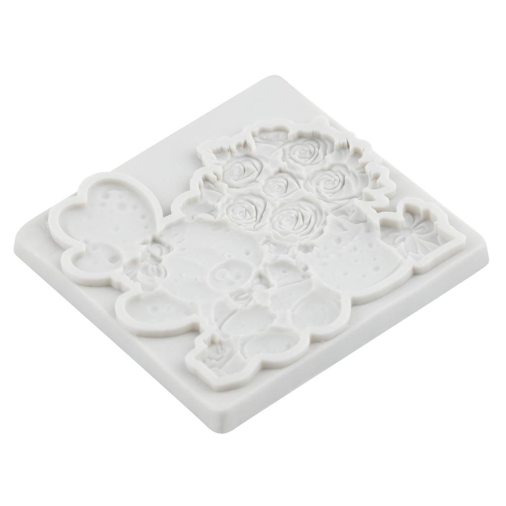 Bear Silicone Molds Rose Flower Fondant Mold Cake Decorating Tools Cupcake Topper Chocolate Candy Craft Gum Paste Polymer Clay