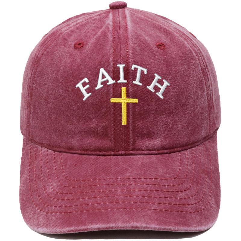 Hot Sale FAITH Alphabet Embroidery Baseball Cap Washed Retro Daddy Hat Men's and Women's Casual Shade Daddy Hat