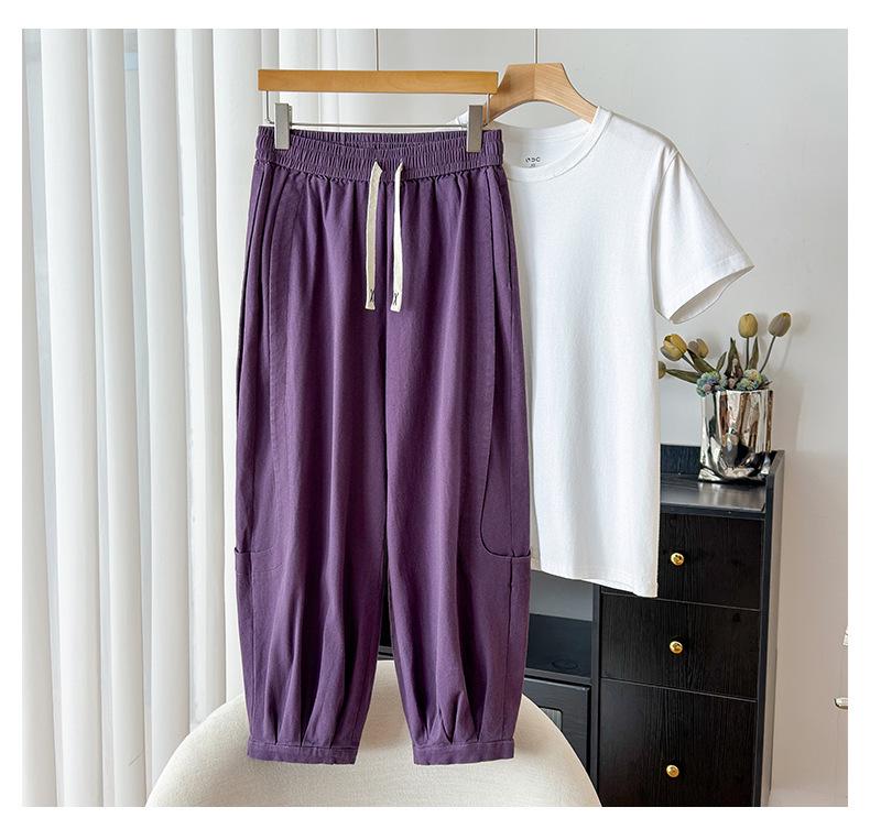 Autumn Plus Size Women's Elastic Waist Drawstring Loose High Stretch Cuffed Straight Leg Casual Pants