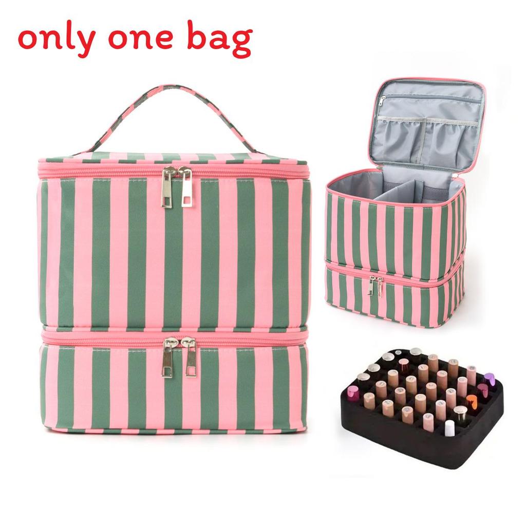 

Modern Minimalist Dual Layer Makeup Organizer With Large Capacity For Travel And Home Use Green Pink