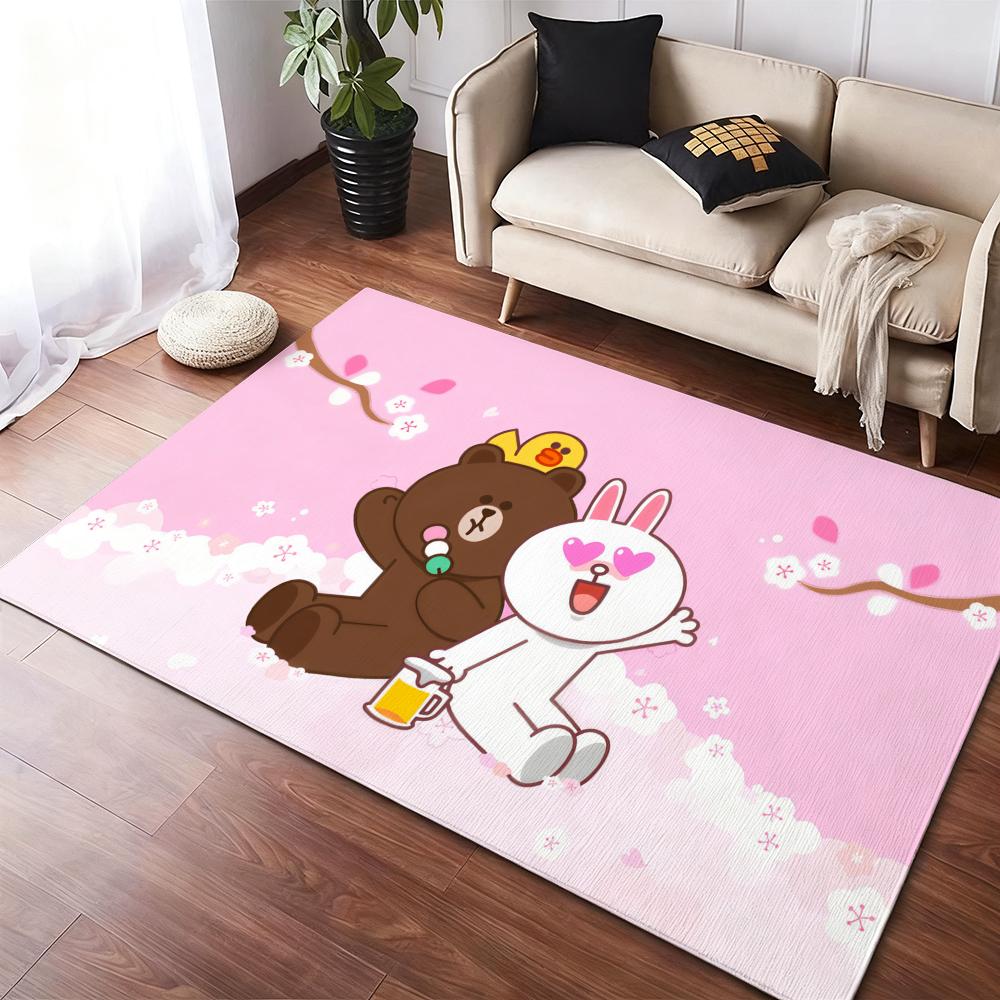 B-Brown And C-CONY Floor Mat Flannel Rugs Cozy Plush Thickened Soft Warm Winter Floor Mat Non Slip Living Room Home Indoor Use