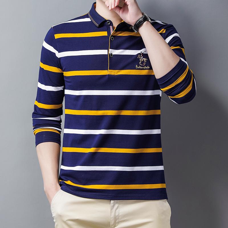 Новая мужская рубашка поло весна-осень с длинным рукавом и базовой рубашкой — фото 6