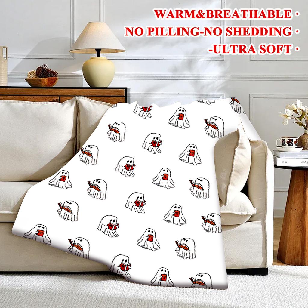 Cute Reading Blanket, Halloween Reading Blanket 50 X 60 Inch, Cute Fall Blanket Gift For The Spooky