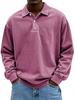 Men's Long Sleeve Polo Shirt Button Collar Relaxed Fit Casual Everyday Top