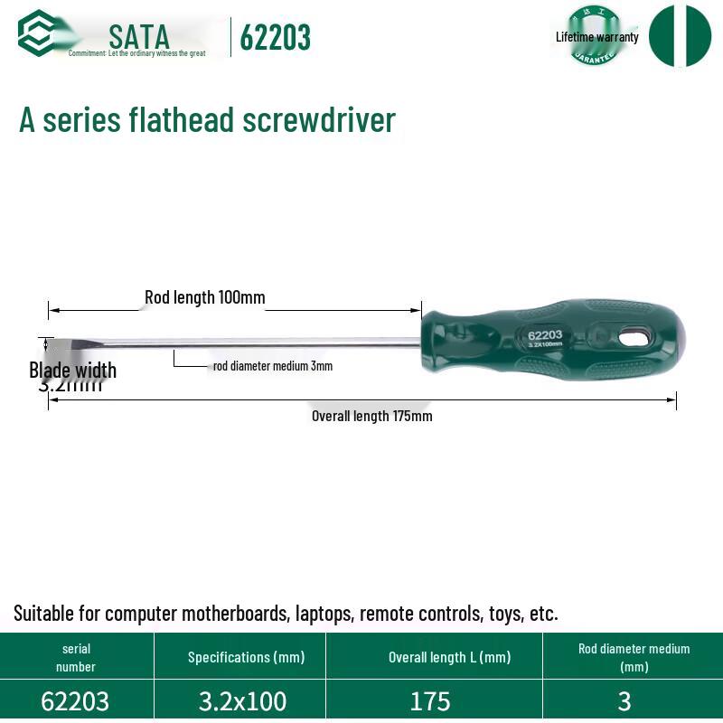 SATA Industrial Grade Magnetic Flathead Screwdriver