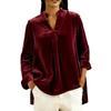Women's Velvet V-neck Long-sleeved Top