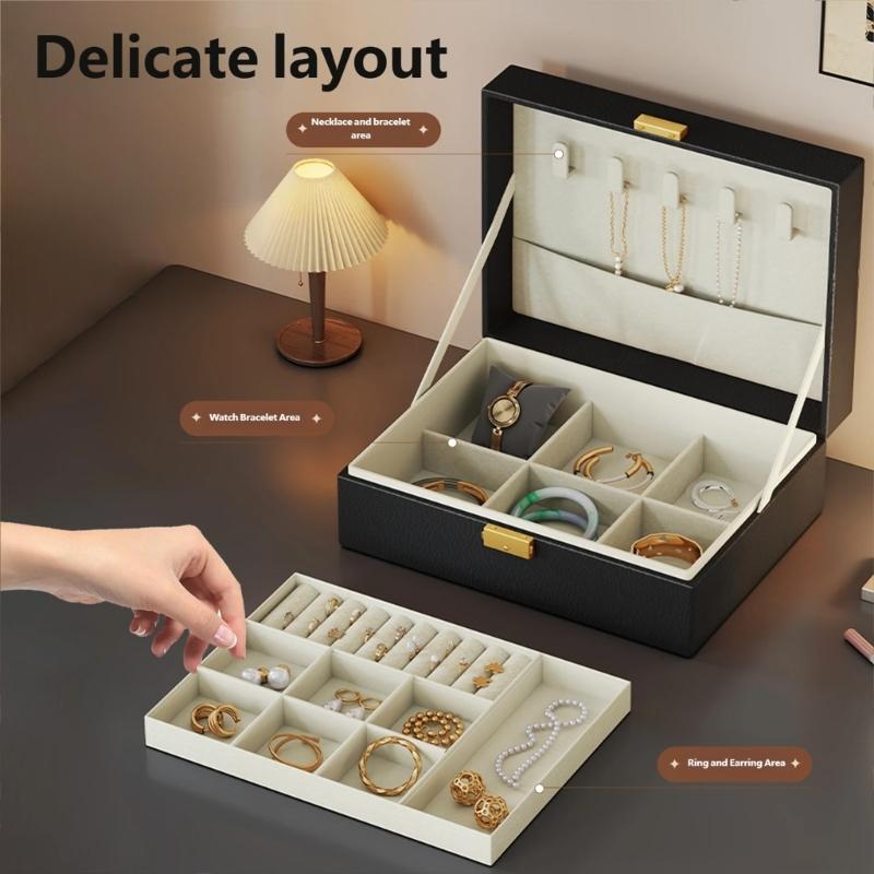 Retro PU Leather Jewelry Organizer Hard Case Jewelry Organizer For Travel Storage And Home Decors Tarnish Resistant Protections