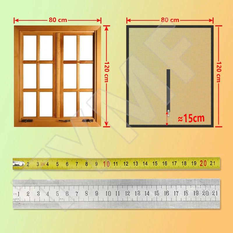 Neues Fenster-Fliegengitter mit Reißverschluss und unsichtbarem Fiberglas - Individuell anpassbare Größe Schwarzes Netz Sommer Schutz vor Mücken und Fliegen