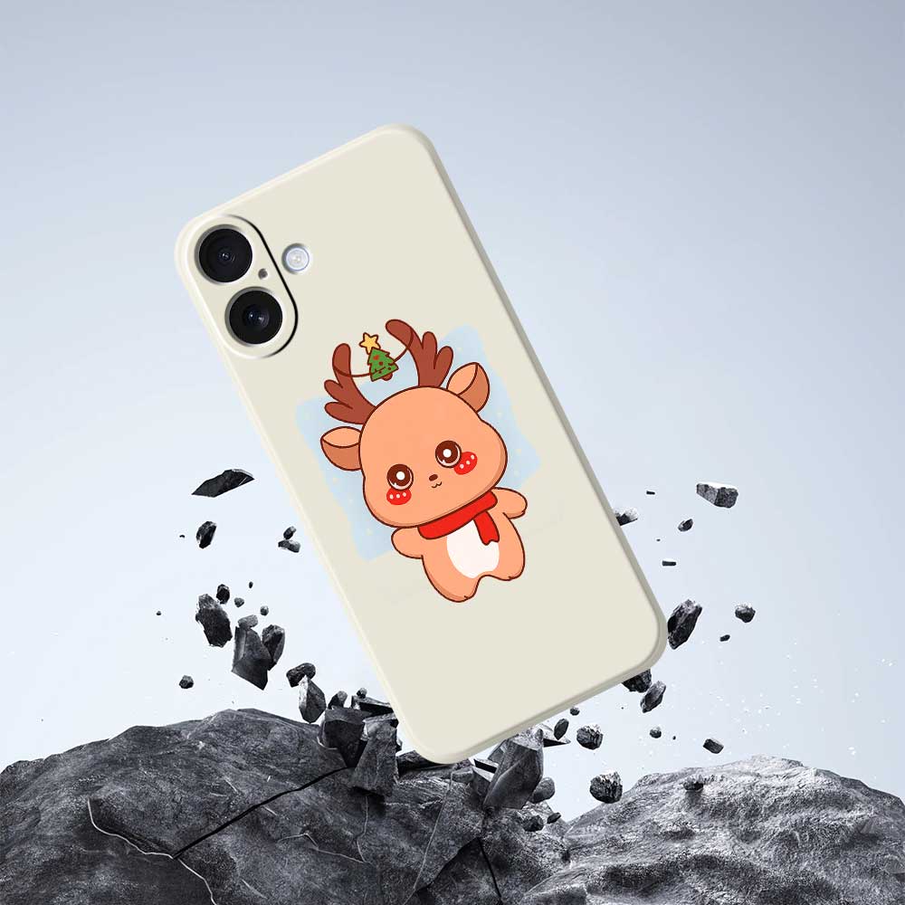 For iPhone 17 Case Cartoon Deer Pattern Printing Straight Edge TPU Phone Back Cover