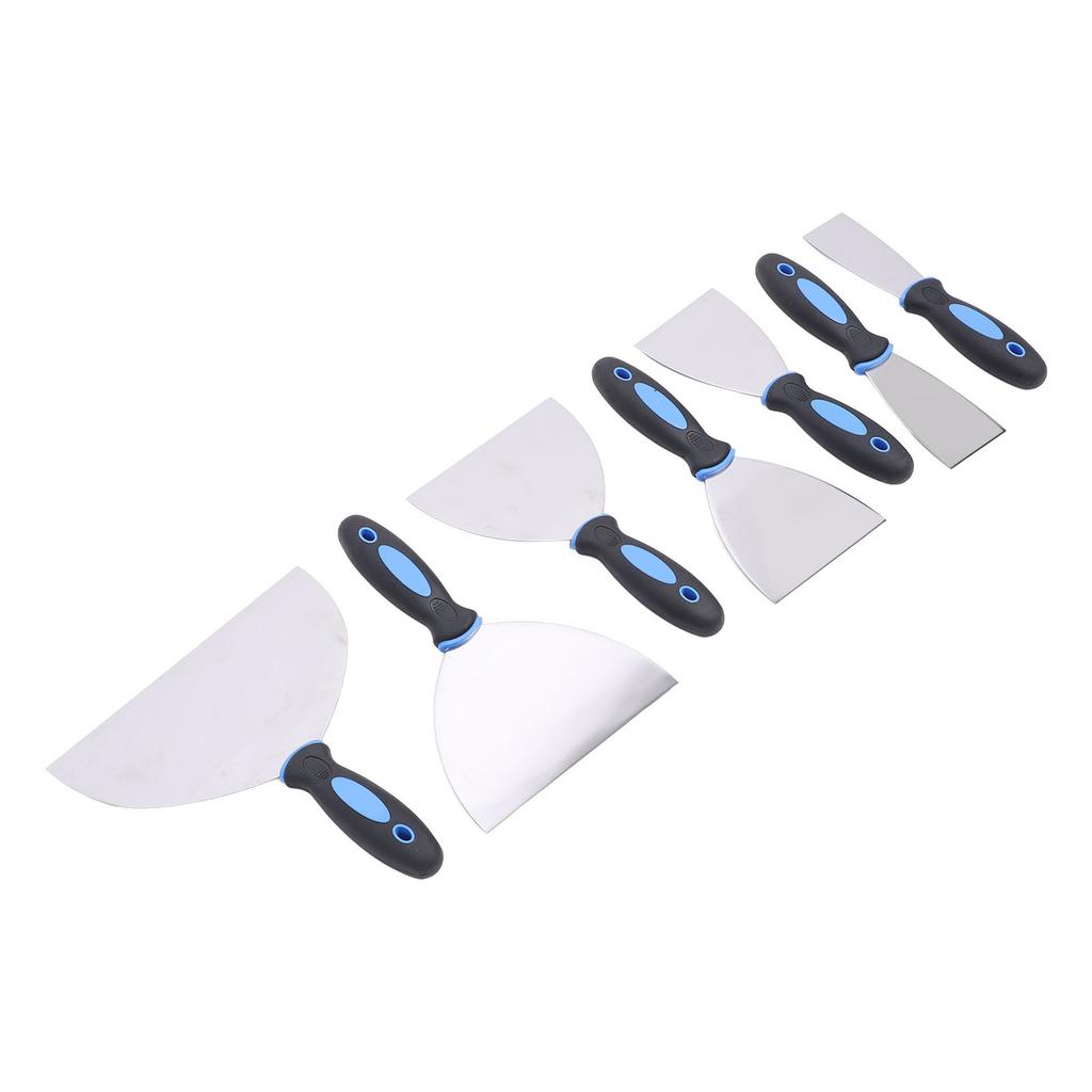7PCS Putty Scrapers Stainless Steel Spatula Set with Storage Bag for Repairing Drywall Applying