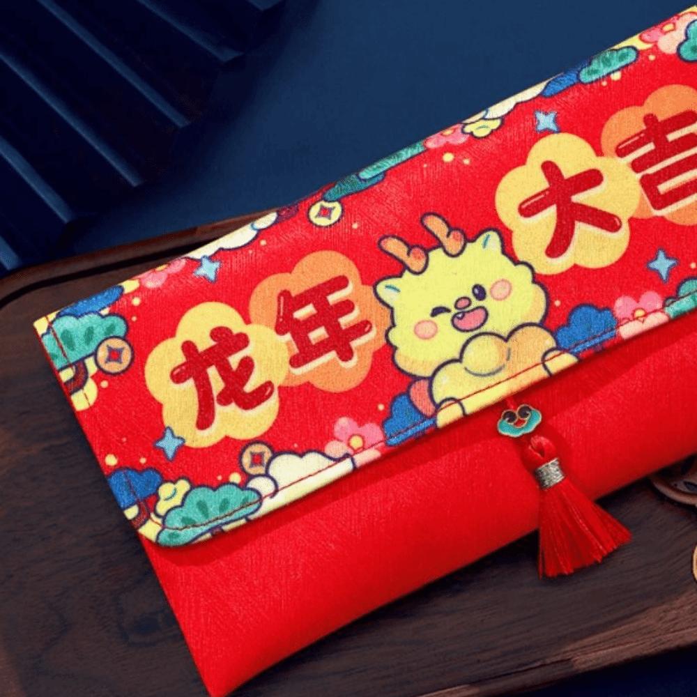 Beste Wünsche Rote Geldtasche Quastendesign Geldbeutel Neu Trendig HongBao Frühlingsfest