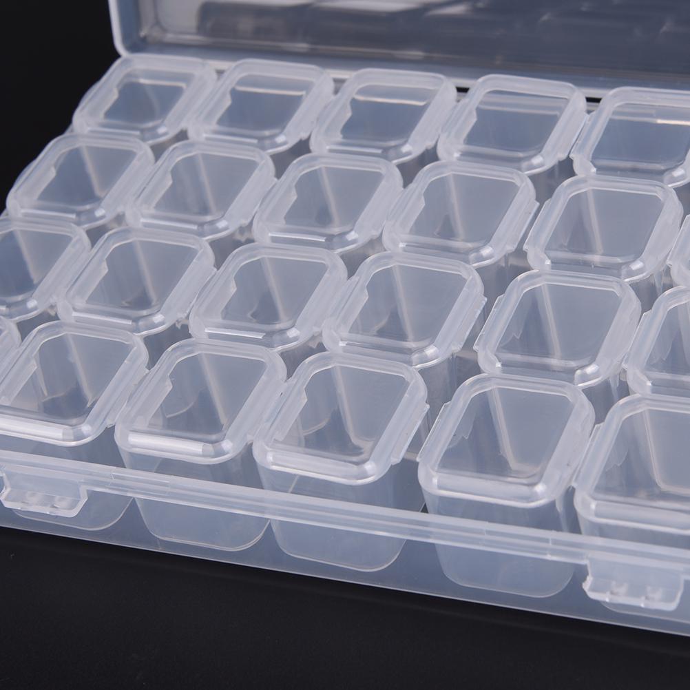 Sale Clear Plastic 28 Slots Adjustable Jewelry Storage Box Case Organizer Bead