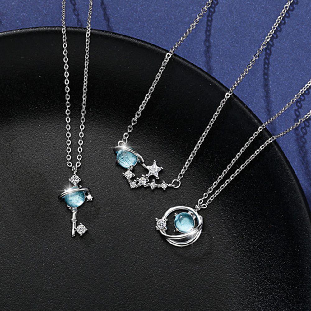 

Элегантные подарки, ожерелье «Вселенная» с синим кристаллом и сапфиром, подвеска «Планета», модные украшения, цепочка на ключицу