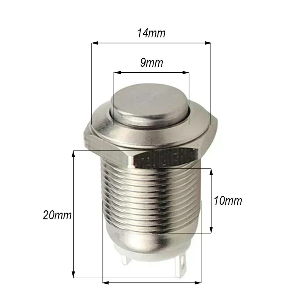 12mm Push Button Metal Momentary Switch Nickel-plated Brass Material Stainless Steel Construction Waterproof Protection