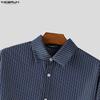 INCERUN Plus Size Men Lapel Neck Long Sleeve Lace-up Striped Loose Casual Long Shirts