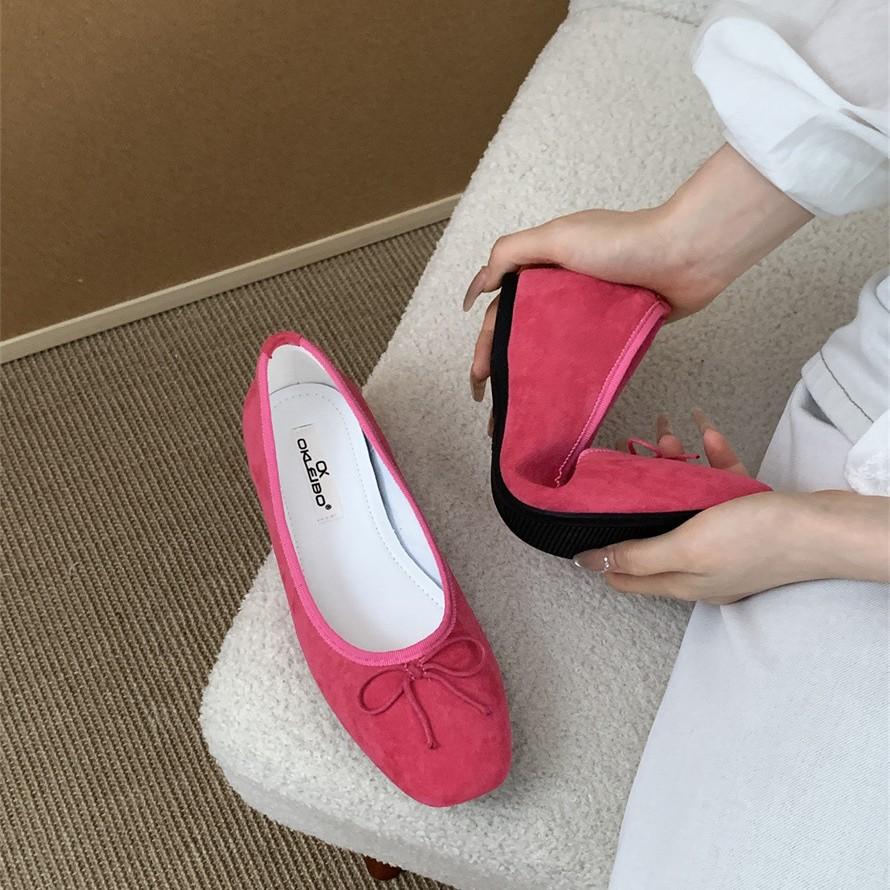 French Retro Inner Ballet Shoes Women's 2025 Spring and Summer Bow Shallow Mouth Flat Sole Single Shoes Soft Sole Grandma Shoes