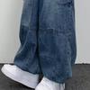Pánské volné cargo džíny s mnoha kapsami, jednobarevné, zapínání na zip, volné, rovné, široké nohavice, podzimní džínové kalhoty, streetwear