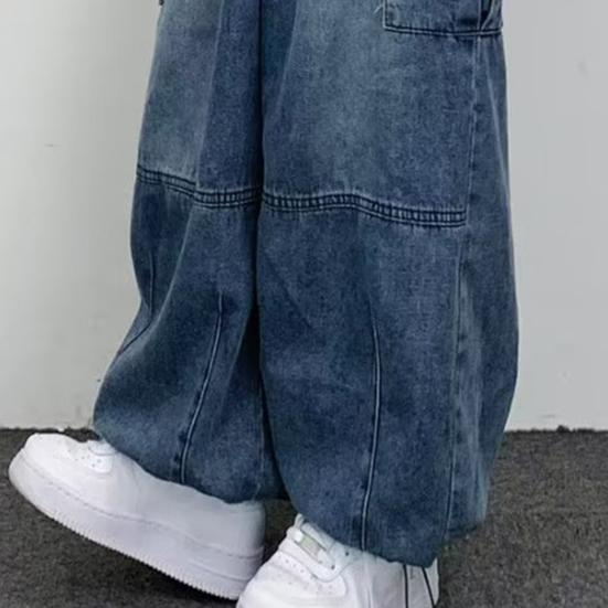 Pánské volné cargo džíny s mnoha kapsami, jednobarevné, zapínání na zip, volné, rovné, široké nohavice, podzimní džínové kalhoty, streetwear