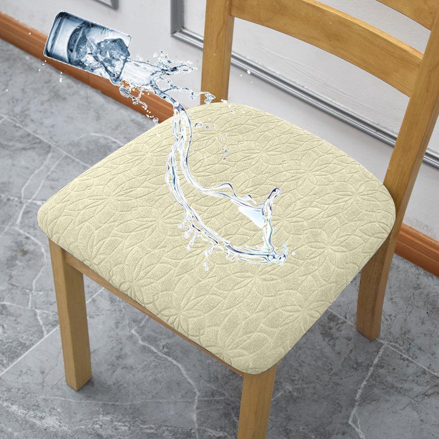 

Waterproof Chair Cover Jacquard Dustproof Removable Washable Cushioned Seat Cover Solid Color Soft Comfortable Chair Protector 1 pc бежевый