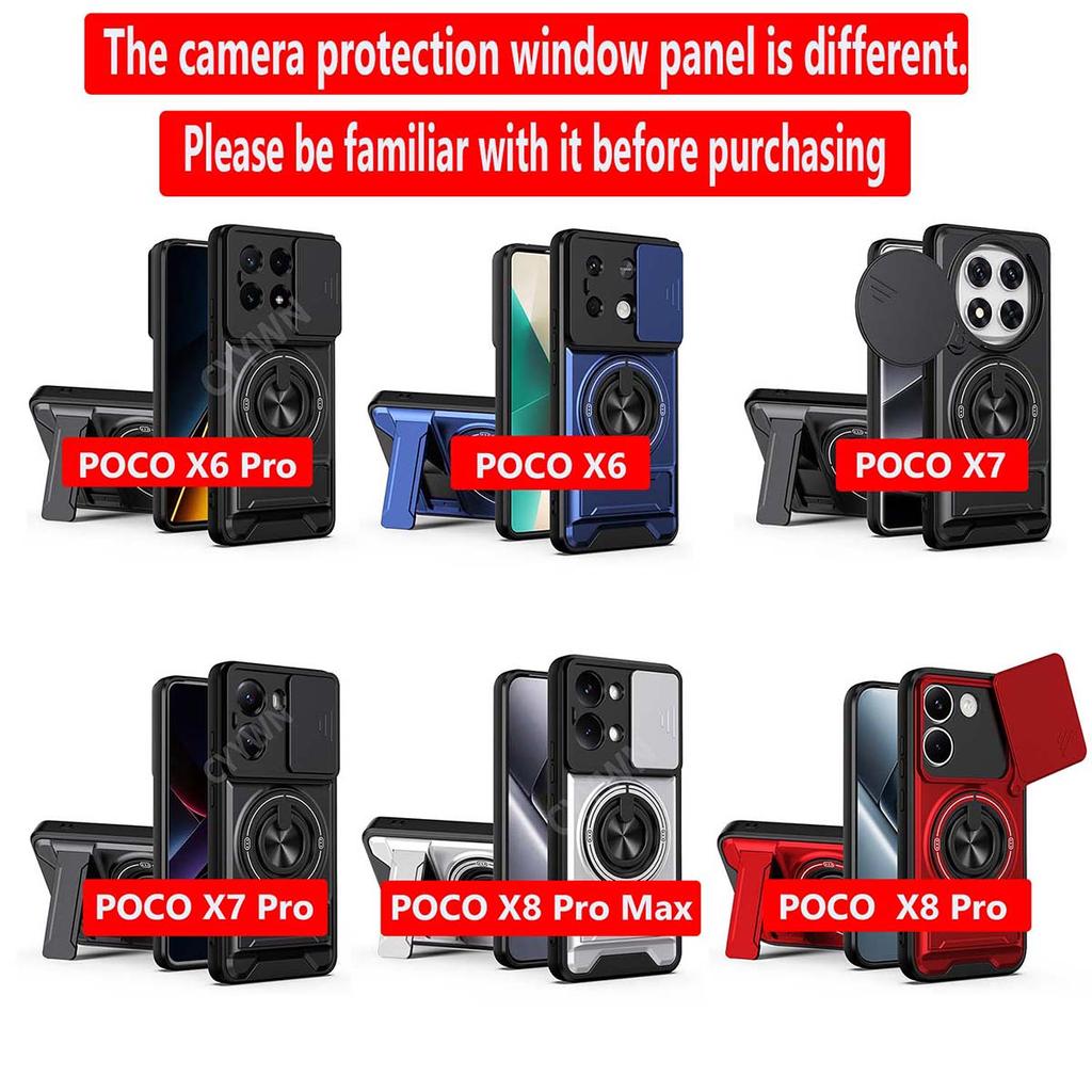 For Mi Poco X8 Pro Max Case Shockproof Slide Lens Armor Cover Csee For Mi Poco X6 X7 X8 Pro