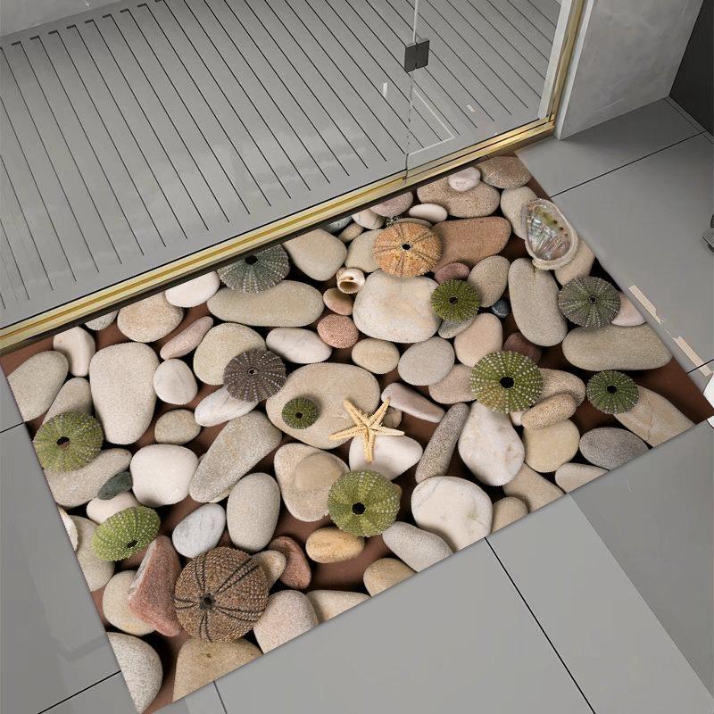 Tappetino Decorativo per Pavimento del Bagno a Forma di Sasso 3D Assorbente Tappetino per Pavimento del Bagno in Fango Diatomaceo Tappetino Assorbente per Pavimento WC