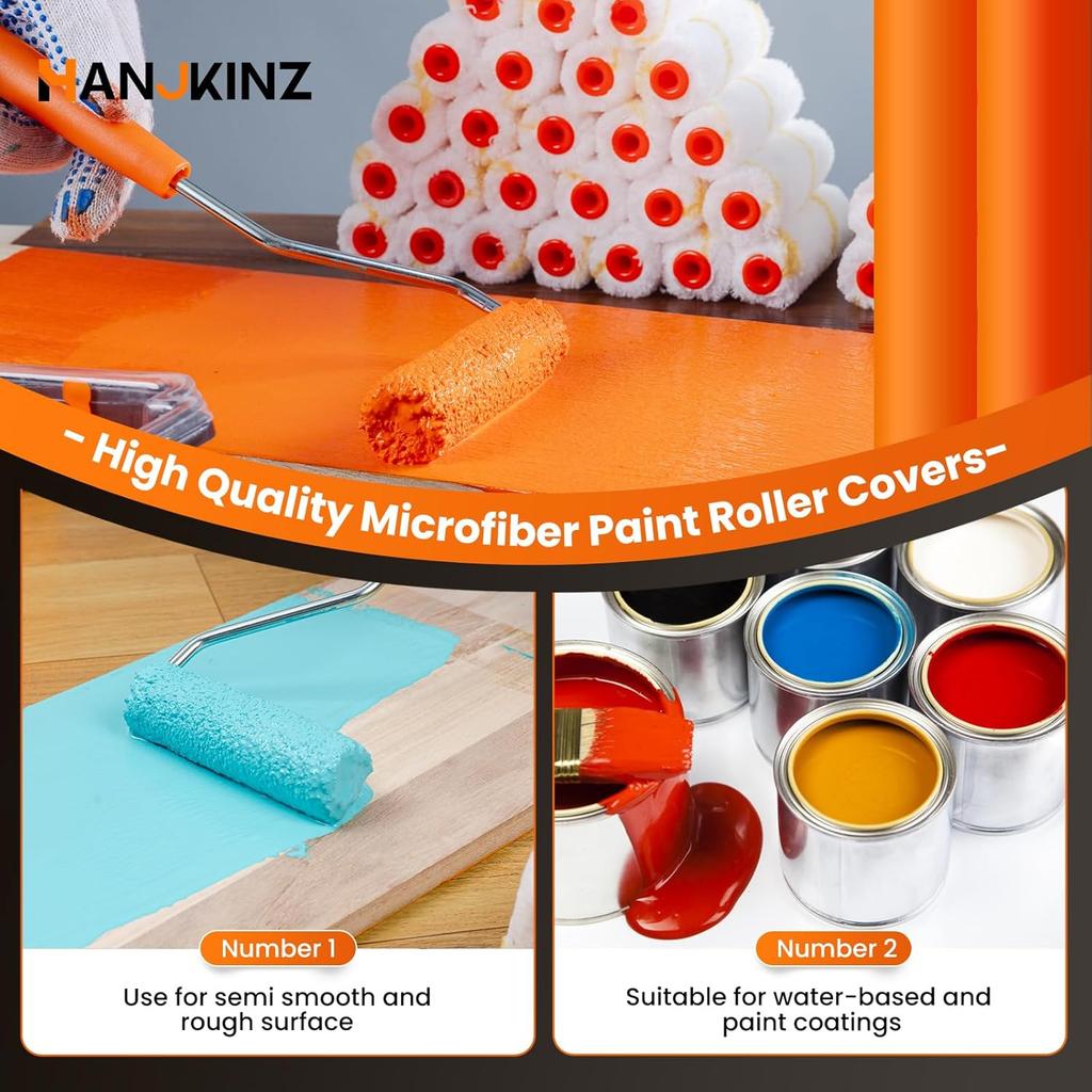 Microfiber Paint Roller,Mini Paint Roller Covers,Small Paint Rollers for House Painting with Paint Roller Frame,Wall Painting Tool