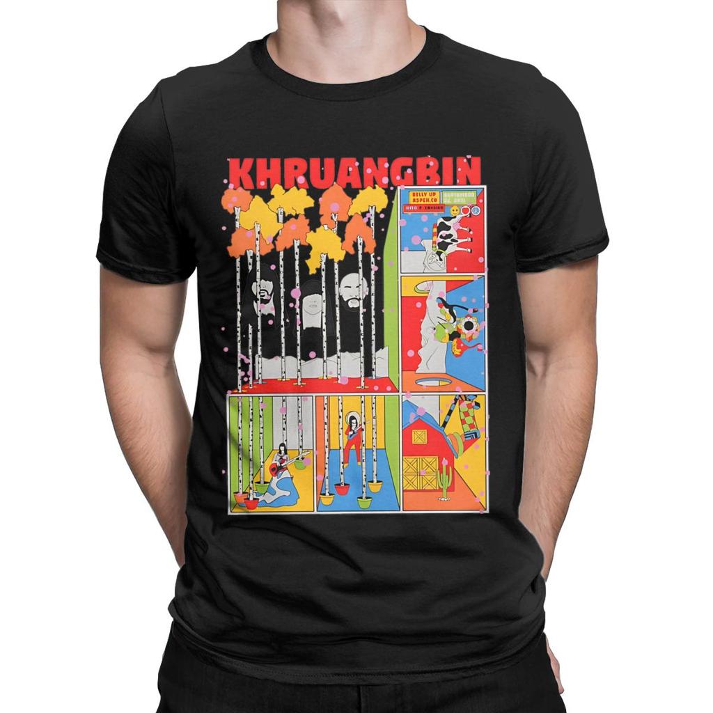 חולצת טריקו לגברים עם צווארון עגול 100% כותנה בסגנון Khruangbin מופשטת, שרוולים קצרים, מתנת יום הולדת