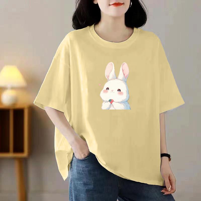 Loose Cotton Short-sleeved T-shirt Ladies Summer New Blouse Women Round Neck