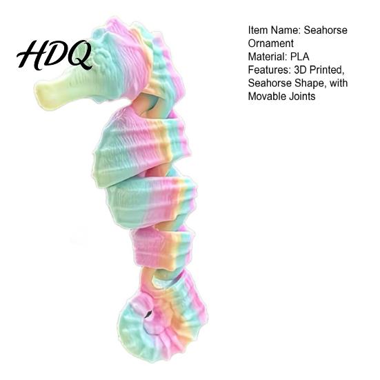 Seahorse Decor 3D Printed Decoration Articulated Figurine with Movable Joints Bendable Figure