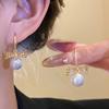 Simulation Freshwater Pearl Bow Pearl Long Earrings Shell Beads Ear Hook Drop Earrings Girls Gift