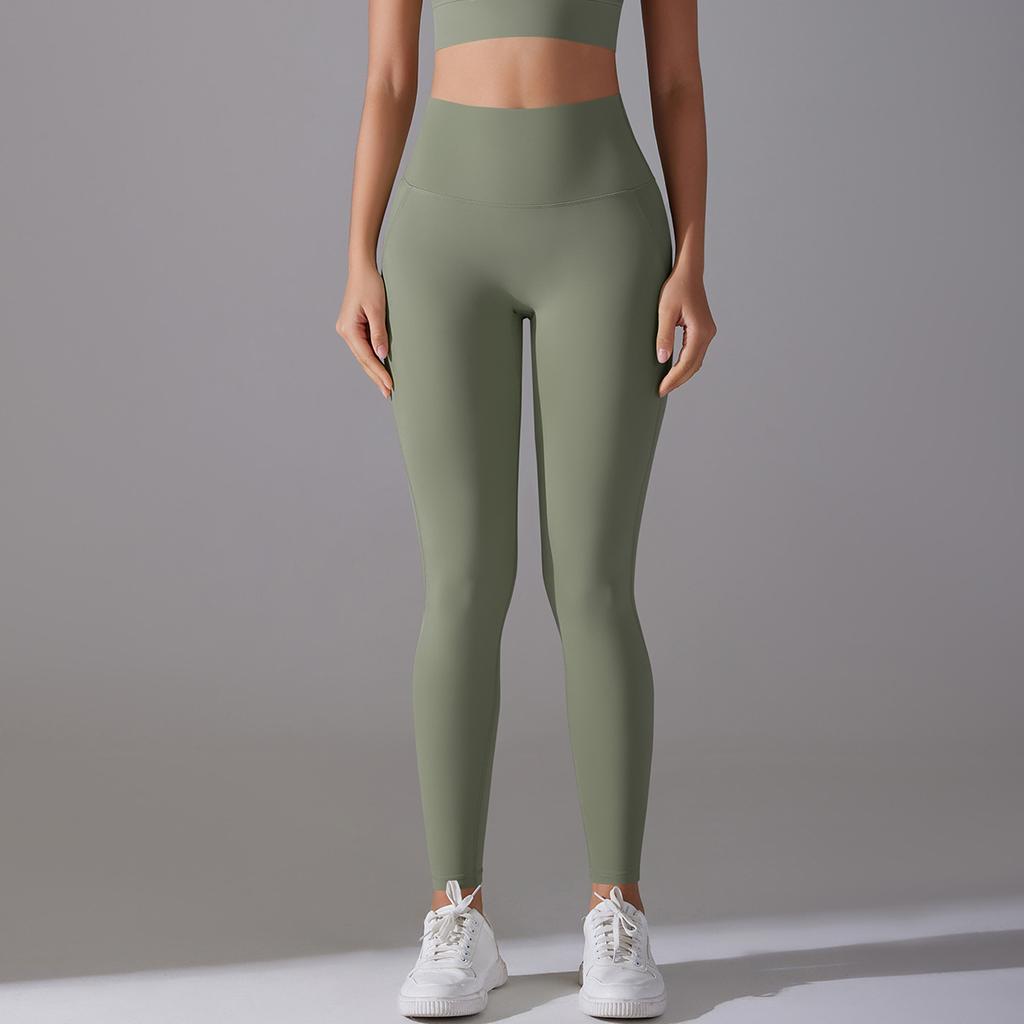 New no-wear underwear, no embarrassment line, high waist tight nude nine-point pants, sports running fitness high elastic yoga pants