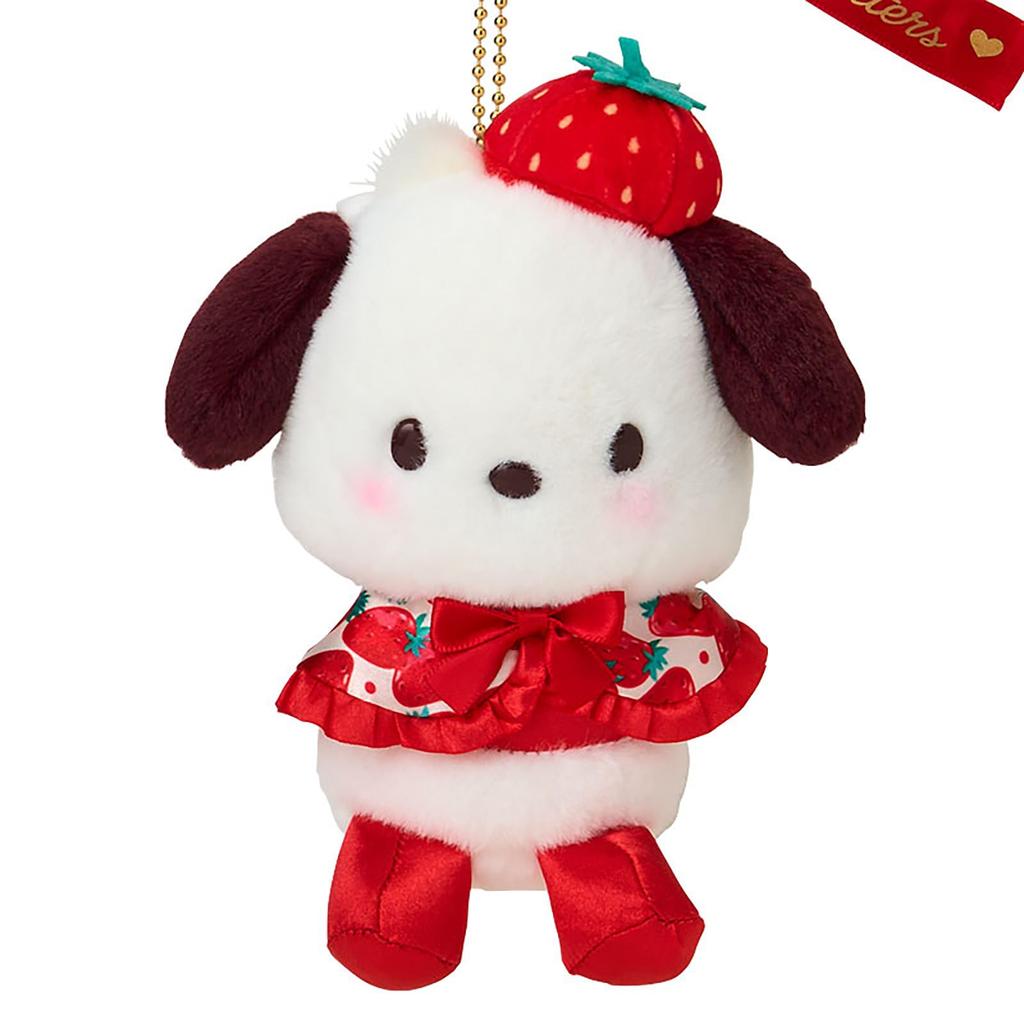 Sanrio Mascot Holder (Ichigo Shimbun 50th Anniversary) Pochacco, Polyester, Nylon, Steel, Ages 6 and Up, Toy Strap, 839043