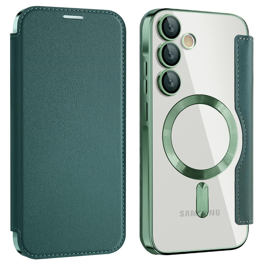 Für Samsung Galaxy A55 5G Hülle Kompatibel mit MagSafe Leder Handyhülle RFID-Blockierung