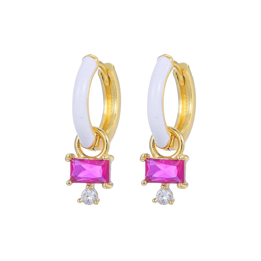 Stainless Steel Zircon Geometry Dangle Earring 18K Gold Plated Huggie Women's Earring Ear Clip Piercing Jewelry Pendientes Mujer