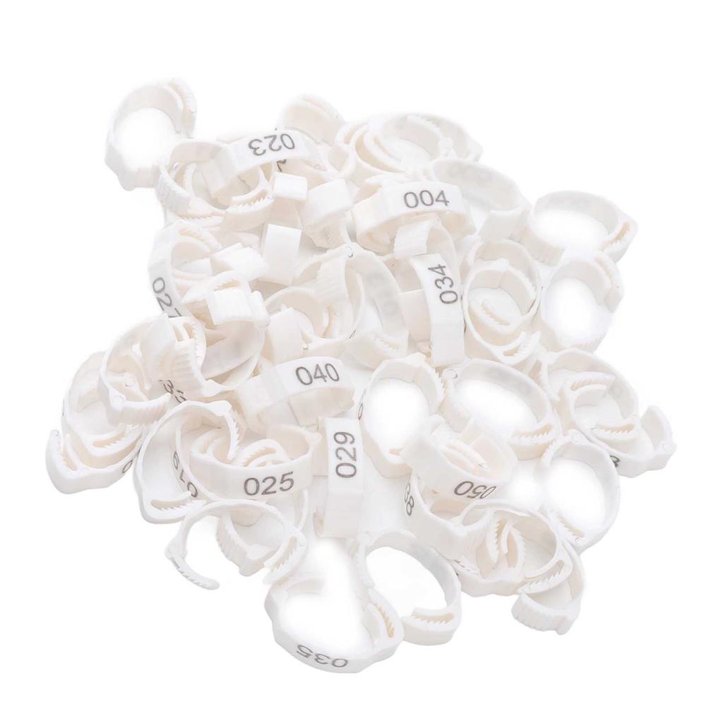 50 ks Drůbeží kroužky na nohy Číslované Identifikační kroužky pro kuřata Holuby Kachny Husy Bílé