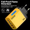 GaN Fast Charger 240W 5 Ports PD Quick Charge 3.0 2USB 3Type C For iPhone 15 16 17 Samsung Xiaomi Huawei Tablet EU US UK Plug